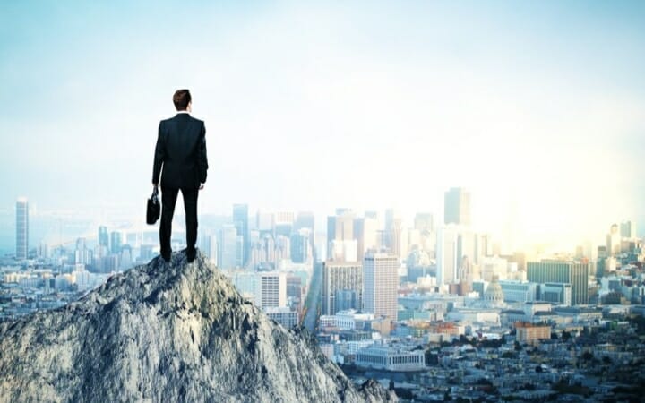 Man Overlooking City