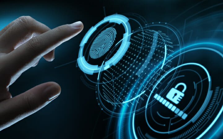 Fingerprint scan provides security access with biometrics identification.